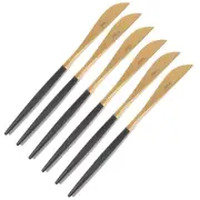 NEW Cutipol Goa Black/Matte Gold Steak Knife Set 6pce