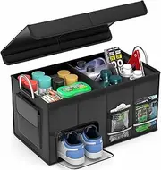 Car Trunk Organizer, Vehicle Boot Organizer 60L Collapsible Multi Compartment Boot Tidy Storage Box for SUVs, RV, Sedans, 600D Adjustable Auto Back Cargo Organisers Car Accessories (Black-55L)