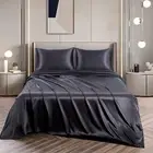 2000TC Art Silk Satin Double Sheet Set Hotel 4 Pieces Fitted/Flat Sheet Bedding