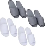 LIFKOME Men's Slides 4 Pack Hotel Slippers Disposable Single Use Travel Spa Home Guest Slippers Comfortable Breathable Safe Walk
