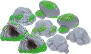 CIMAXIC 8pcs Miniature Resin Rocks Micro Landscape Fairy Garden Decorations Imitation Moss Stone for DIY Terrarium