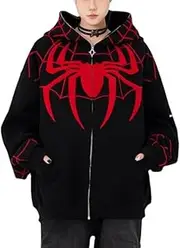 [Josfey] Y2k Hoodie Pink Spider Hoodie Graphic Hoodies Zip Up Hoodie Y2k Kawaii Jacket Sweater Oversized Sweatshirt for Women