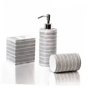 Bathroom Accessories Set - Grey | Soap Dispenser | Toothbrush Holder |