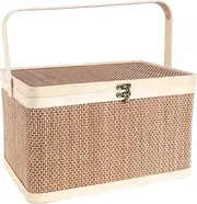 Country Picnic Basket Empty Rectangular Bamboo Basket With Handle Portable Easter Candy Egg Collection Basket For Home Birthday Wedding Reception