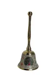 New Antique Look Rare Brass White Hand Bell 15 cm Gift Item Pleasant Sound