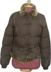 Roberto Cavalli Class Women's Puffer Jacket Brown Embroidered Size 8 Retail $950