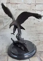 BRONZE EAGLE IN FLIGHT SCULPTURE STATUE CLASSICAL FIGURINE FOWL ART DECO DECOR