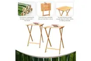 2 Pcs Laptop Dinner Tables - Bamboo Folding Tray & Snack Table