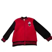 Disney Minnie Mouse Girls Varsity Bomber Jacket Red Size 6 Casual NWT