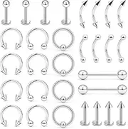 [Hnxnskt] Lip Rings Surgical Steel Snake Bite Jewelry 16G Vertical Labret Lip Jewelry Monroe Eyebrow Piercing for Women Men 8mm-10mm