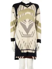 Mesh Overlay Abstract Dress