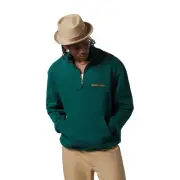 Brixton Embroidered Heavy Weight Half Zip Fleece Mens in Deep Emerald - Size -