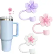 Sztxj 3PCS Silicone Straw Cover for Stanley Cup,Compatible with 30/40 Oz Tumbler with Handle10mm Cute Dust-Proof Reusable Straw Tips Lids Protector...