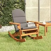 Adirondack Rocking Chair with Cushions Solid Wood Acacia Patio Chair