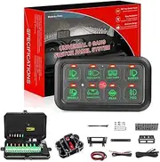 8 Gang Switch Panel, Electronic Relay System, Circuit Control Box, Wiring Harness Kit, for Car, Automatic Dimmable Universal 12V Auxillary Switch Panel