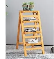 Step Stool Folding Bamboo Creative Multi-Function Household Ladder/High Stool/Bar Chair/Bed Table/Shelf/Flower Stand, 2/3/4 Layers