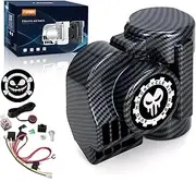 FARBIN Train Horns for Motorcycle Car Truck Air Horn with Horn Cover for Motorcycle 12V Car Horns 150DB Super Loud Horn for Motorbike Truck Boat Pickup (12V, Black Shell with Button)