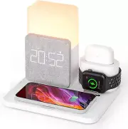 3 in 1 Wireless Charger 15W Charging Station Alarm Clock LED Lamp Night Light