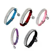 Suede Adjustable Pet Collar with Rhinestone for Cat Puppy 5 Colours Quick Release