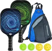 Pickleball Paddles Set of 2, USAPA Approved Fiberglass Pickleball Rackets Set Lightweight with 4 Outdoor Pickleballs & 1 Carrying Case