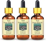 Devprayag Pure Onion Seed Oil (Allium cepa) with Glass Dropper Natural Therapeutic Grade Cold Pressed (Pack of Three) 100ml x 3 (10 oz)