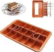 Brownie Pan with Dividers Non-Stick Divided Brownie Pan with Removable Loose Bot Baking Pastry Baking Tool for Birthday Cake Par Dessert Restaurant Kitchen Gadgets Dishwasher Safe Orange One Size
