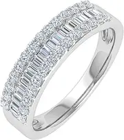 [FINEROCK] 1/2 Carat Baguette and Round Shape Diamond Wedding Band Ring in 10K Gold - IGI Certified