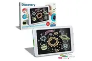 Discovery Kids Neon Glow Drawing Easel w/ 6 Color Markers, Built-in Kickstand/Wall Mount, 5 Light Modes, Easy Clean/Washable, Wide Screen, Flat Storage, Portable Travel Activity, Electronic Activity