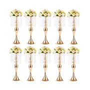 Sziqiqi Floral Centerpiece Riser Gold Tall Flower Centerpiece Stand with Crys...