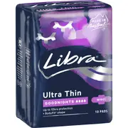 Libra Goodnights Pads Ultra Thin Wings 10 pack