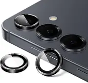 JETech Camera Lens Protector for Samsung Galaxy S25+ / S25 Plus 5G, 9H Tempered Glass Metal Individual Ring Cover, Easy Installation Tray, HD Clear, 1 Set (Black)