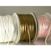 2.5mm Satin Polyester Rattail Cord x6 mts -White, Gold, Pink Craft - Free Post