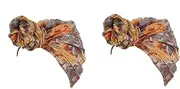 [SAFIGLE] Turban Cap Lady Salon Hat Sleeping Bonnet Cap Satin Turban Knot Headwrap Cap Hijab Hats for Women Ladies Hat Satin Scarves Turban Donuts Cap Satin Bonnet Beanie Orange