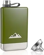 KWANITHINK Flask for Men, Stainless Steel Camping Flask 8 oz with Funnel, Hip Flask Whiskey Flask with Integrated Steel Cap for Outdoor, Camping Hiking Climbing Exploration