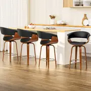 4 x Wooden Bar Stools Black & Wood