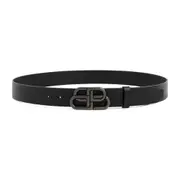 [Balenciaga] Balenciaga-Black Bb Leather Belt-Uomo 105 CM