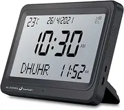 [OUD Bukhoor] Azan Clock, Automatic Worldwide Digital 8 Azan Prayer Sounds Muslim Prayer Clock for USA Home Decor (Black)