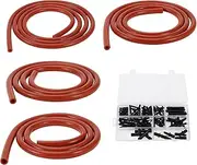 X AUTOHAUX Silicone Vacuum Tubing Hose 130PSI Max Pressure Automotive Vacuum Line Red with Vacuum Connector 1 Set 5Ft 4/6/8/12mm ID 2.5mm Thickness