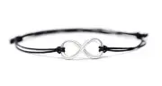 925 Sterling Silver Infinity Charm With Black Thread Anklet Adjustable Size