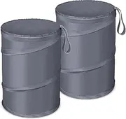 Car Trash Can, 2 Packs Collapsible Car Trash Bin for Front Back Seat, Medium-Sized Pop up Car Garbage Can, Portable Car Trash Bag Hanging for Vehicle SUV Rv Truck Accessories Interior, Grey