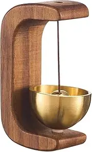 Wooden C Shaped Wind Chime，Suction Door Type Solid Wooden Wind Chime, Shopkeepers Bell for Door Opening, Magnetic Doorbell, Cute Decorative Doorbell for, and Restaurant (Dark Color)