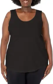 JUST MY SIZE Women's Size Cotton Jersey Shirttail Tank Top, Plus 3X, Black