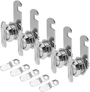 5Pcs Thumb Operated Offset Cam Locks 5/8" Non-Locking Knob Lock with Lock Plates for RV Compartment, Camper Storage Door, Cabinet (Hook Type)