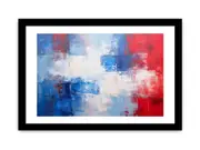 Blue Red Abstract Art Framed Art on Canvas
