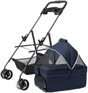 Pet Stroller Pet Stroller Four-Wheel Pet Stroller Folding Pet Stroller Lightweight Pet Stroller Outdoor Pet Stroller Small Pet Stroller(Blue,Small)