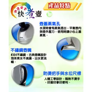 【日象】水漾1.5LA快煮壺(1.5L) ZOI-5150S 電水壺 電熱水壺