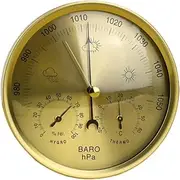 RZAPCTPB Barometers 3 in 1 Analog Weather Station, Barometer Thermometer Hygrometer, Gold