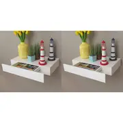 Floating Wall Shelves with Drawers 2 pcs White 48 cm vidaXL