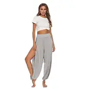 Women's Summer High-Slit Athletic Leisure Hippie Harem Pants - Loose Fit Yoga Trousers