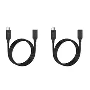 2x Cruxtec CTCF-10G-05BK USB-C Male to Female Extension Cable Cord 50cm Black
